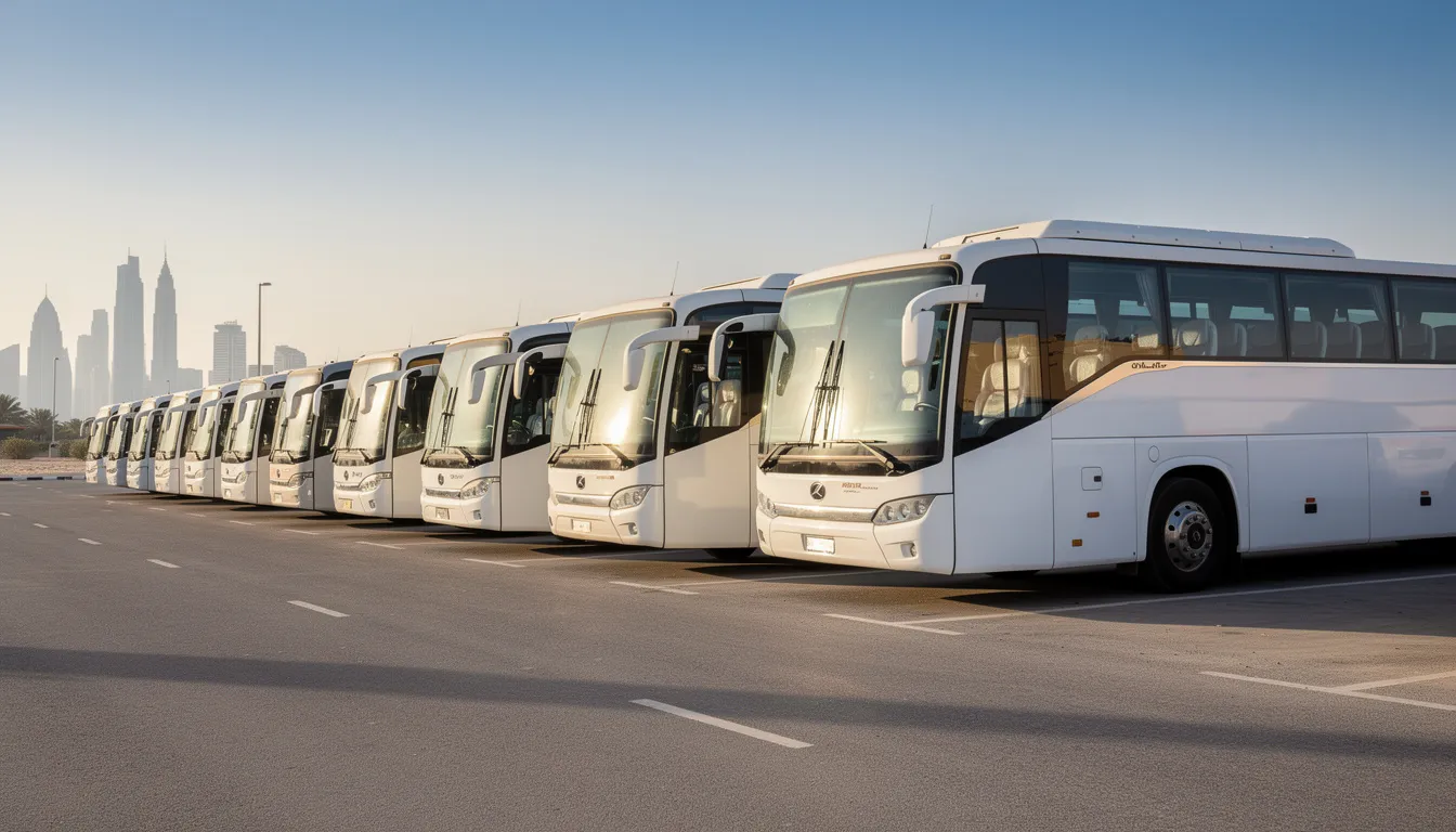 Modern bus fleet ready for rental in Qatar