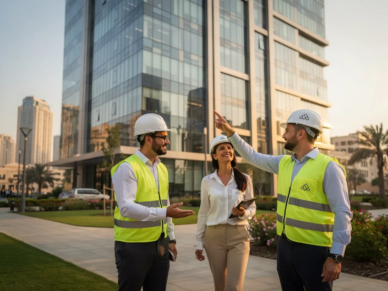 Newly completed commercial building in Doha, Qatar, showcasing quality construction