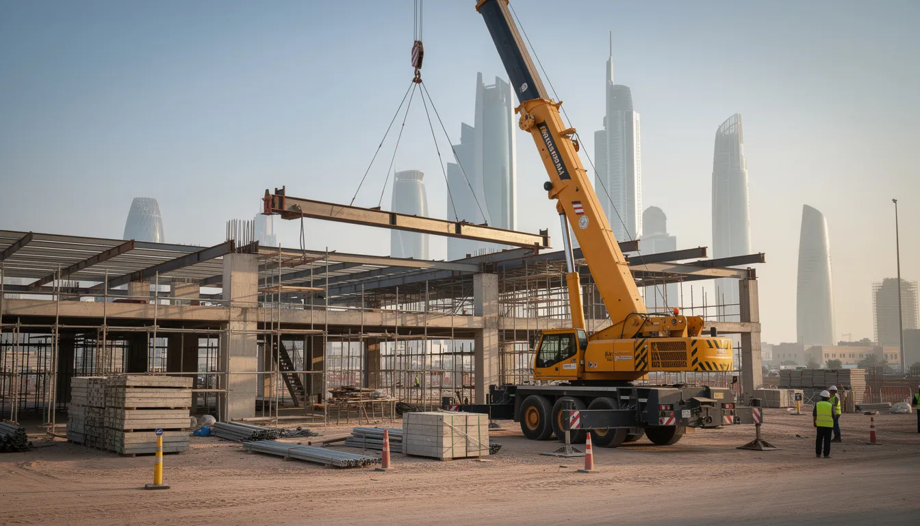 Mobile crane lifting materials in Qatar