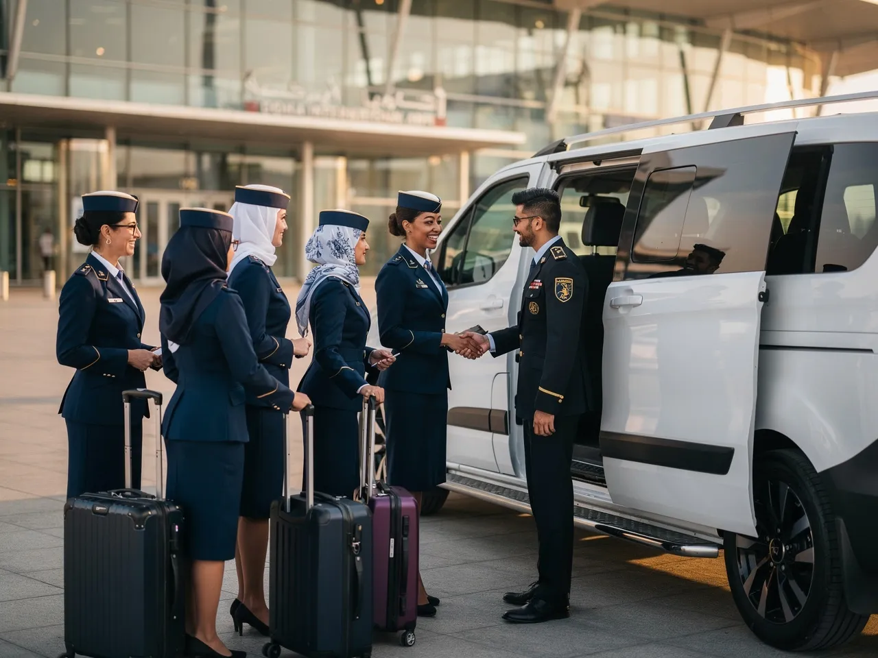 Crew transportation service at Doha airport