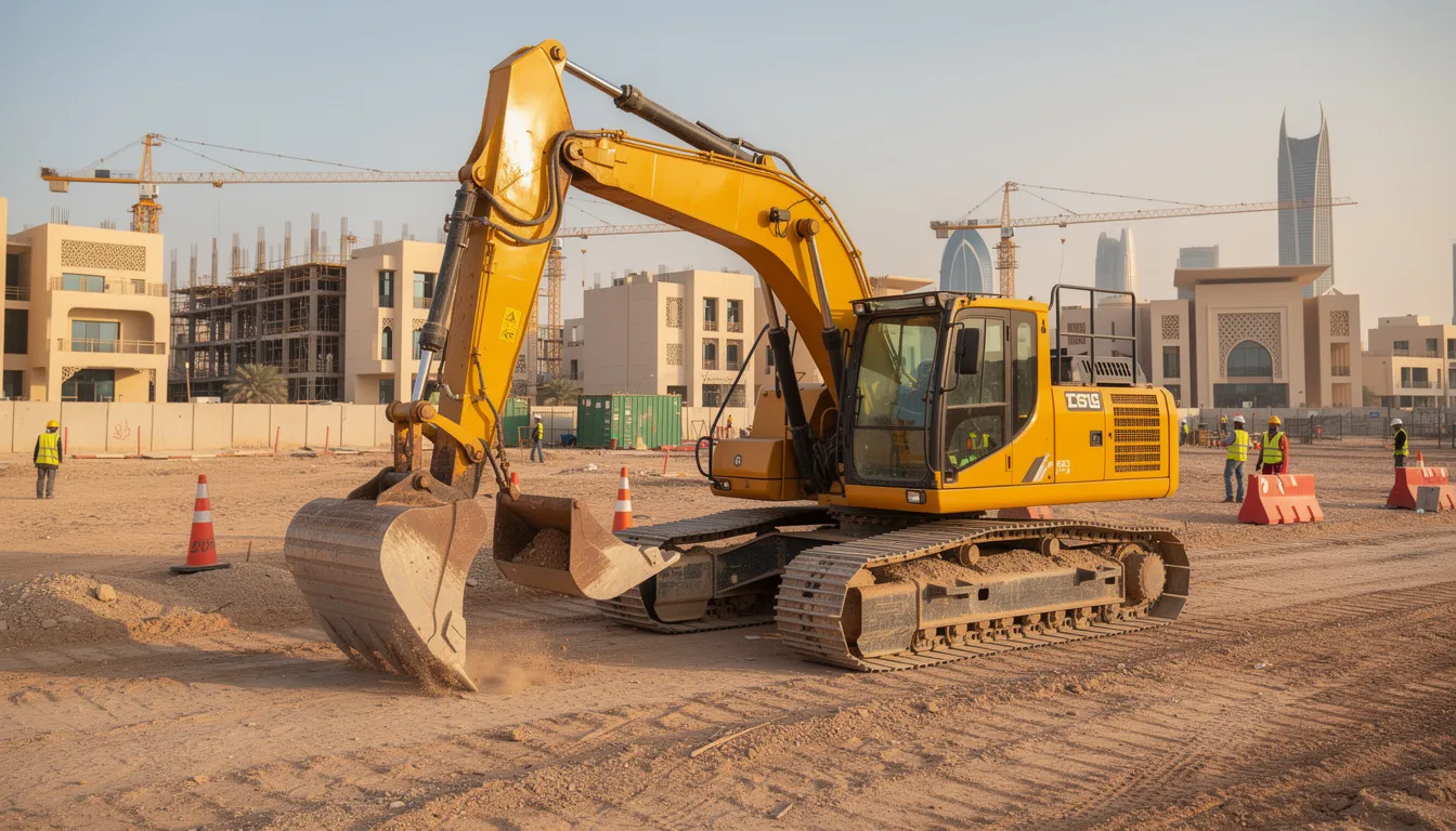 Heavy construction excavator on a site in Doha, Qatar