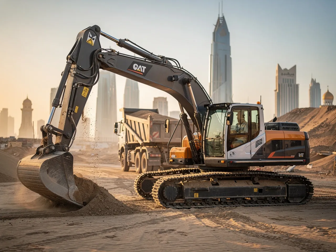 Modern excavator available for rent in Doha