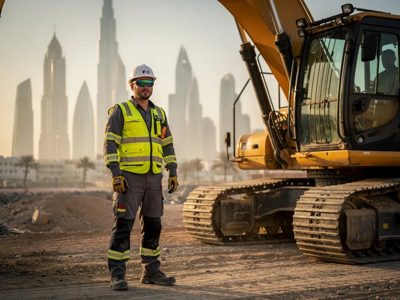 Operator using heavy equipment in Doha, Qatar