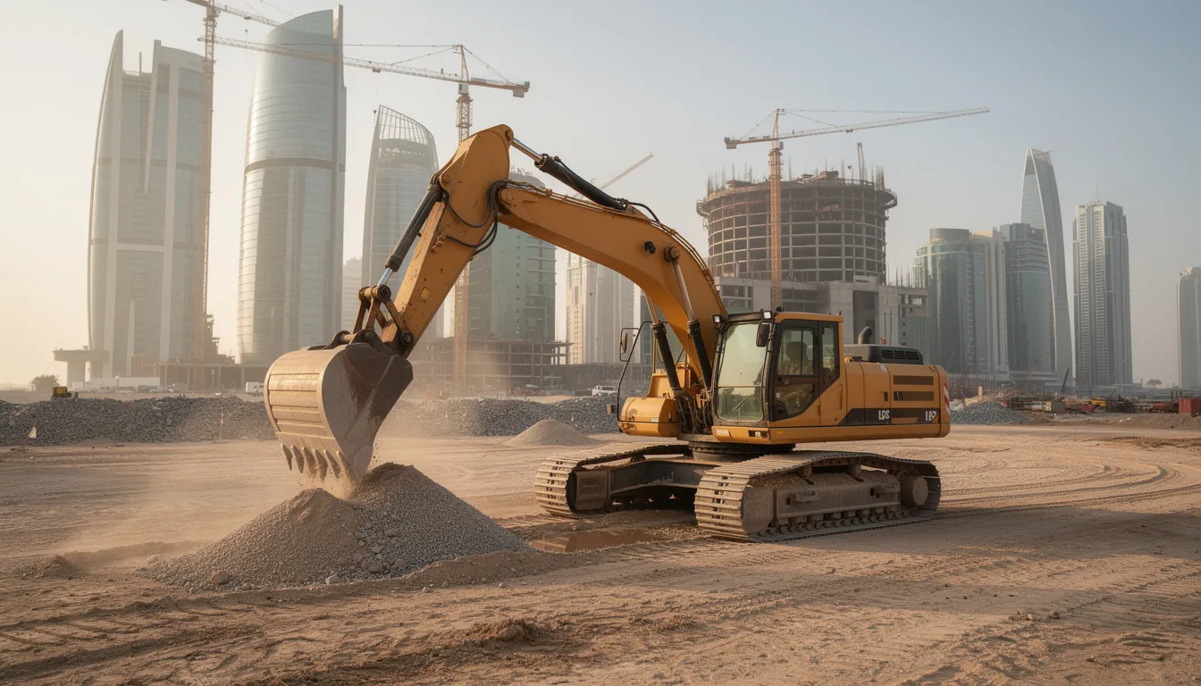 Excavator working on a Doha construction site