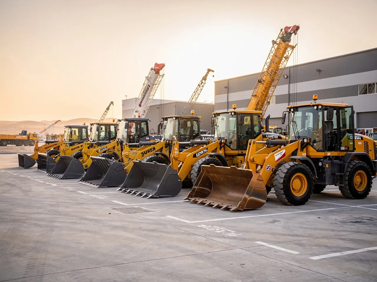 Fleet of heavy equipment ready for rental in Qatar