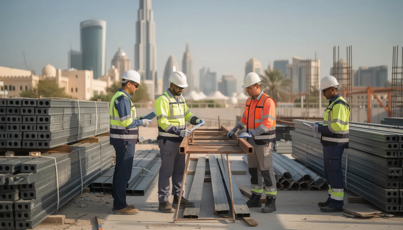 Labourers working on a site in Qatar