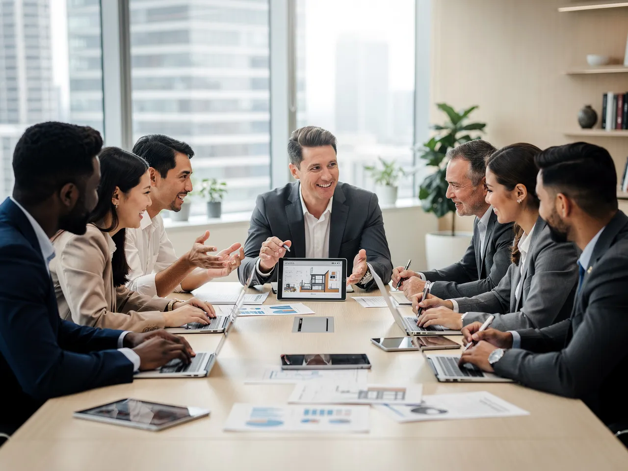 Diverse professionals in a business meeting