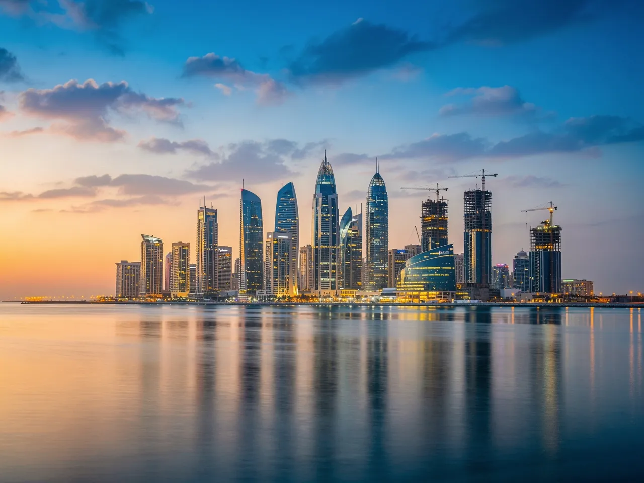 Doha skyline at dusk