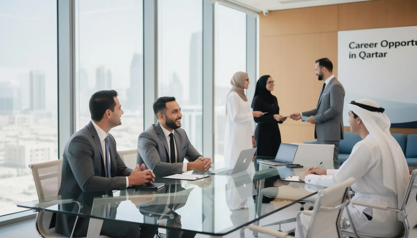 Professional candidates in a recruitment setting in Qatar