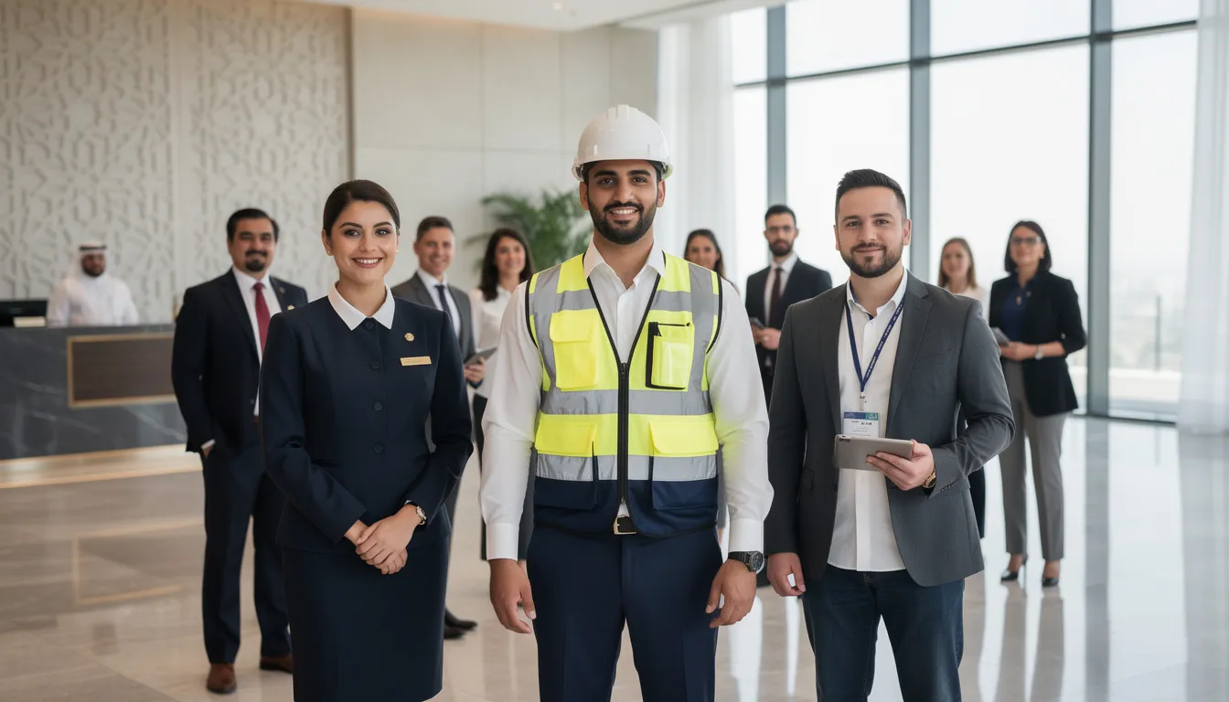 Diverse workforce representing various industries in Qatar.