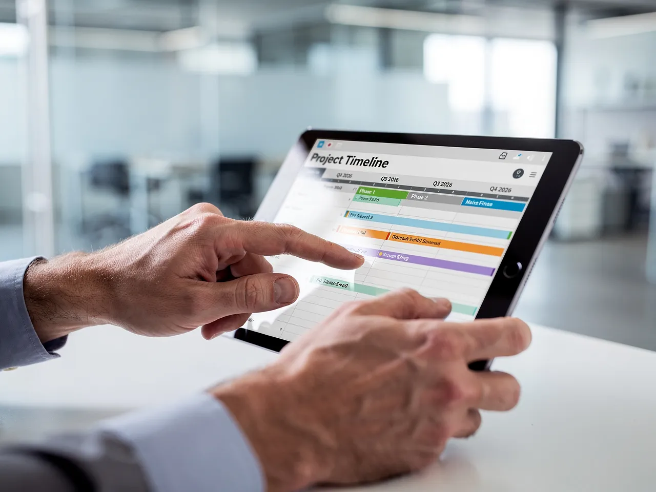 Project timeline on a digital tablet