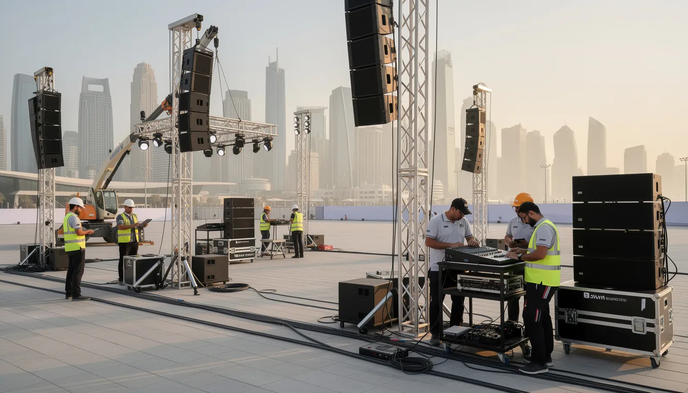 Event setup with temporary equipment in Doha