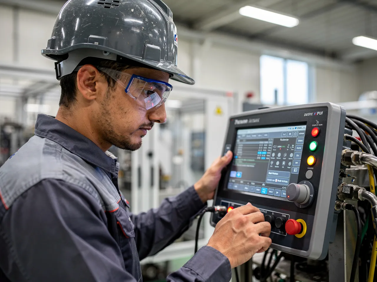 Skilled engineer using advanced equipment
