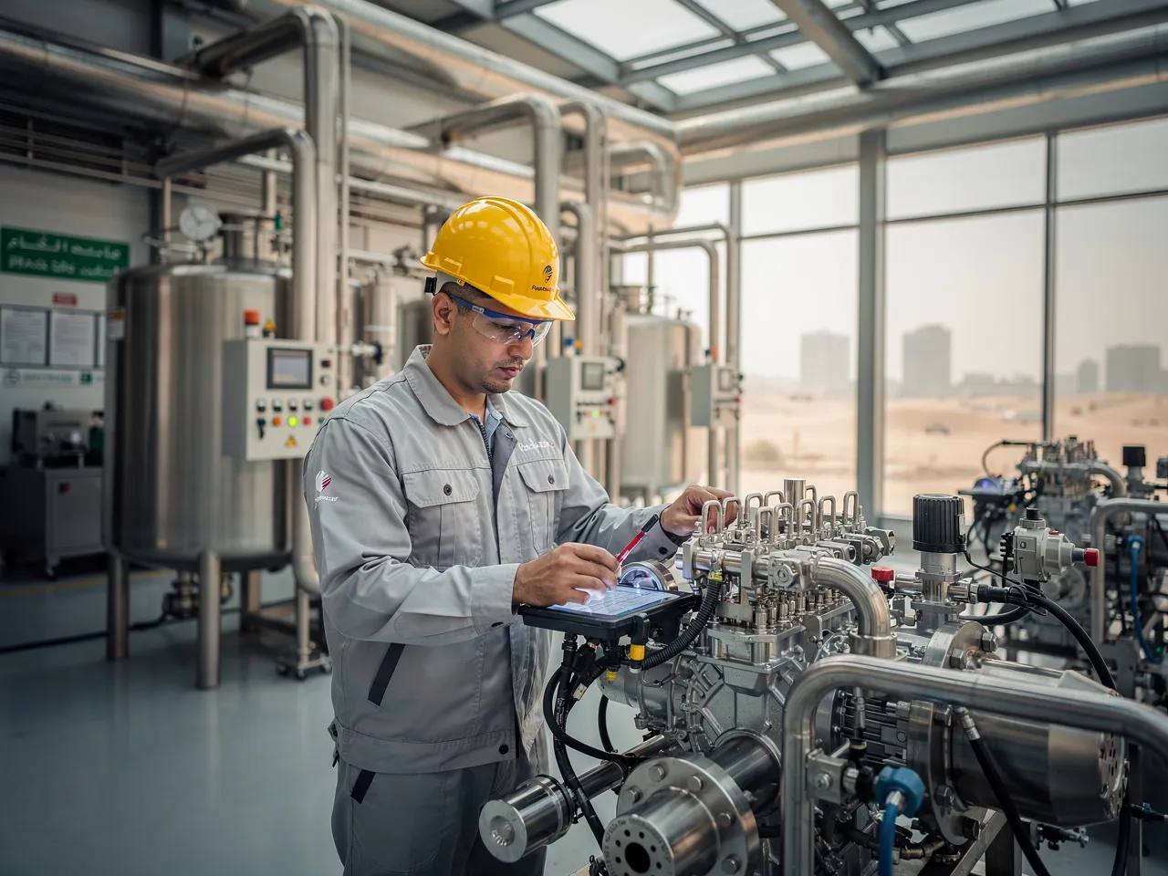 Skilled technician working on industrial machinery.