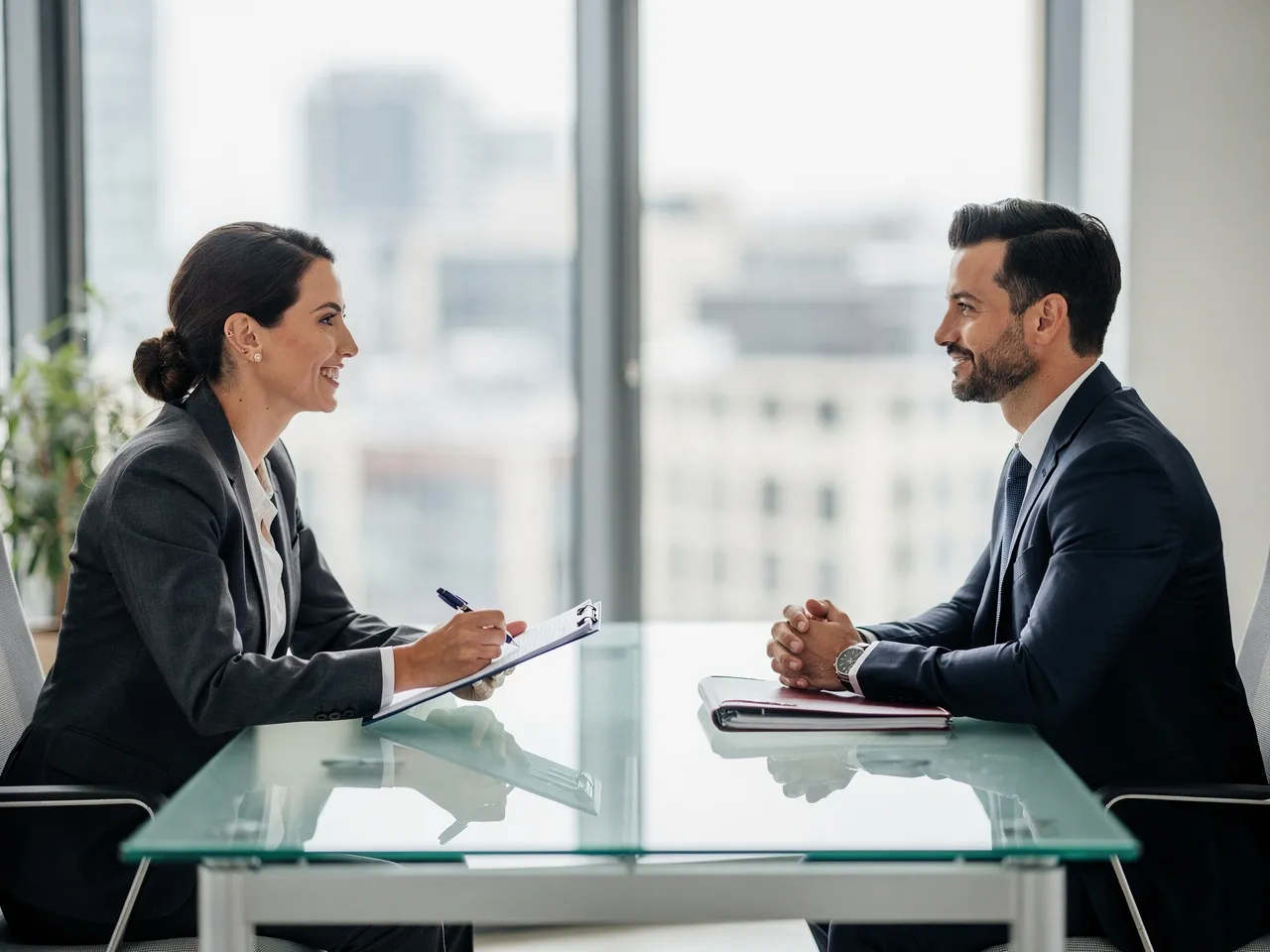Staffing consultant interviewing candidate