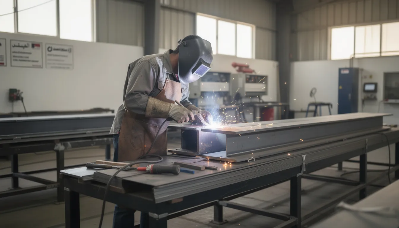 Skilled welder working on metal components